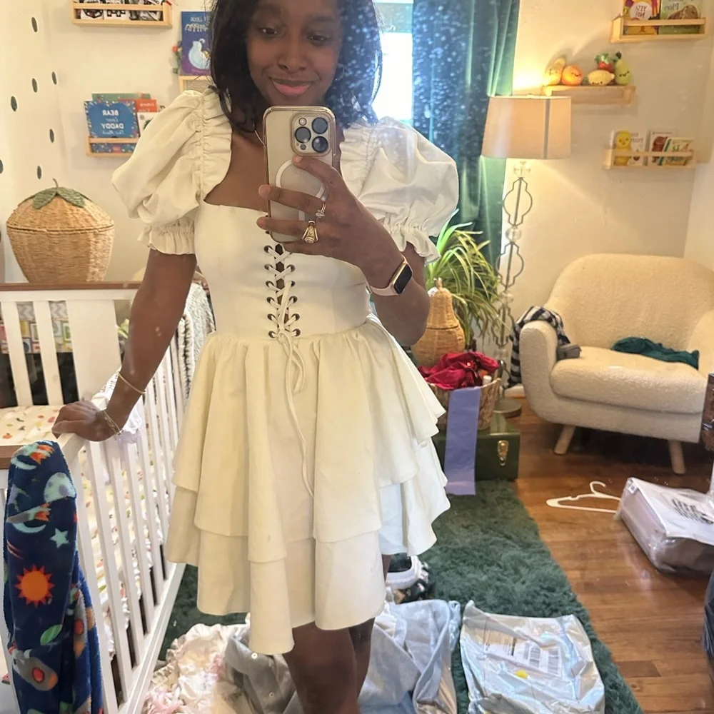 Selkie Ivory Lace Up Party Dress in XS - Picture 2 of 2